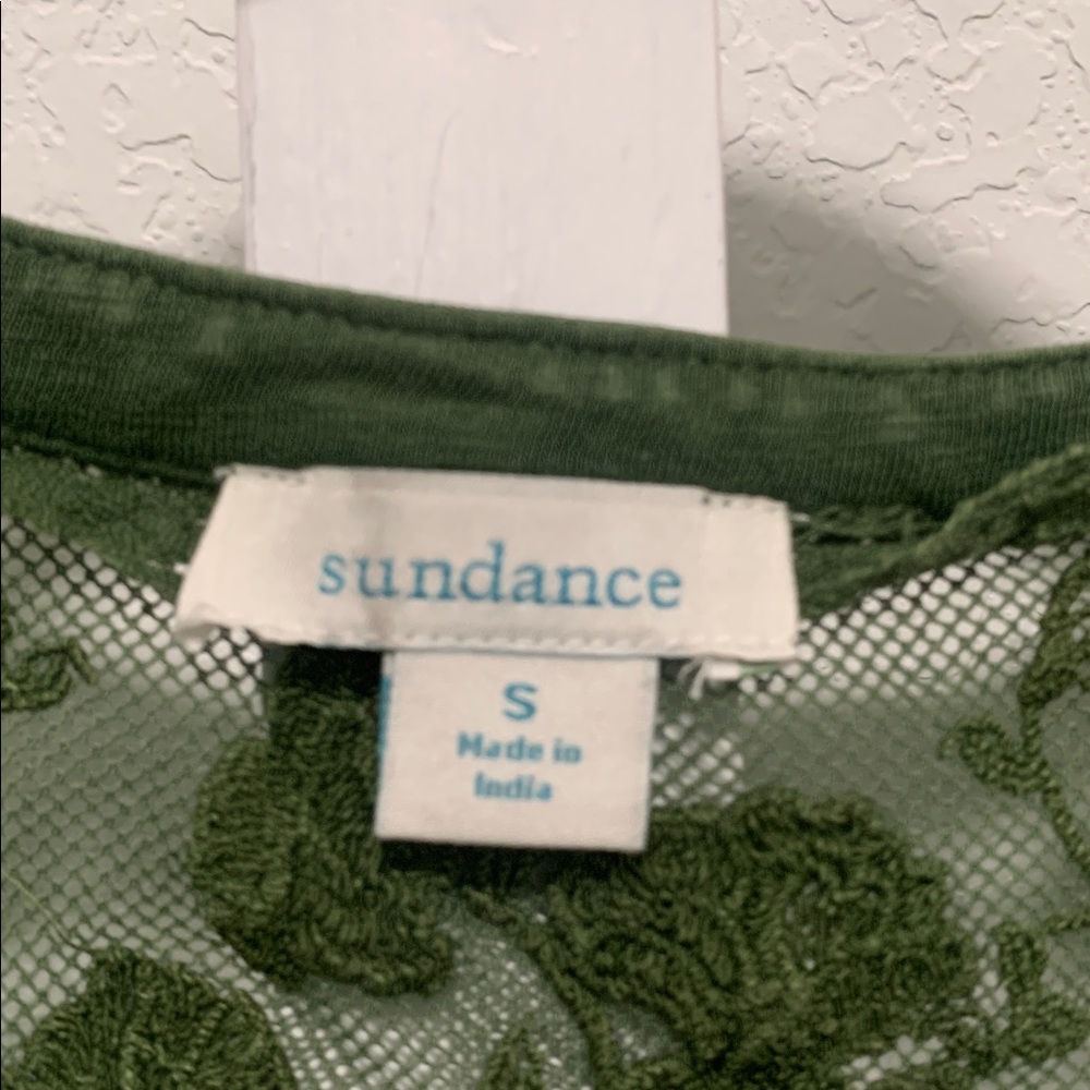 Sundance Green Boho Lace Panels Button Neck Tank Top Size Small - Picture 4 of 9